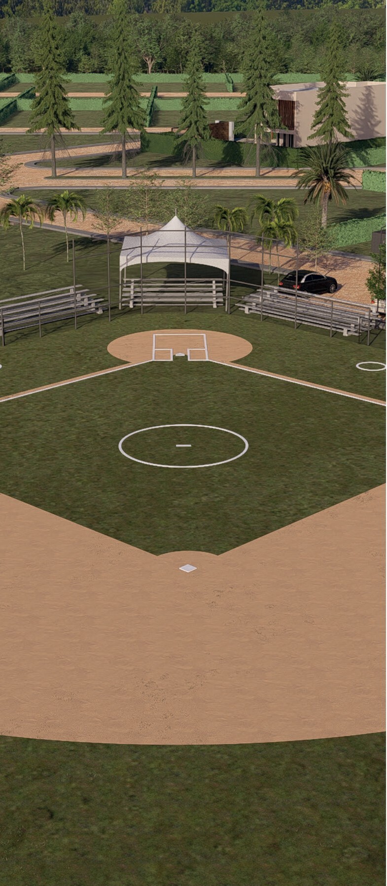 Zona deportiva con cancha de béisbol